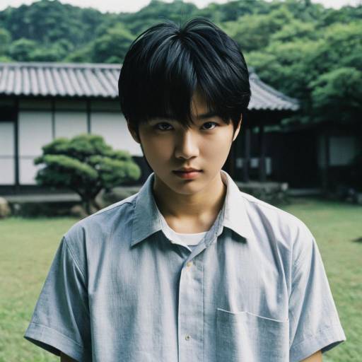 Young Asian Man in Light Blue Shirt Outdoors