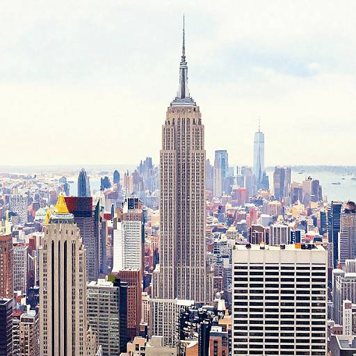 Vibrant Watercolor NYC Skyline