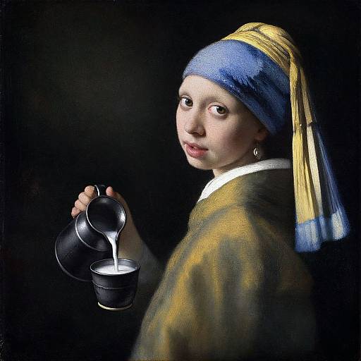 Baroque Woman Pouring Milk Painting