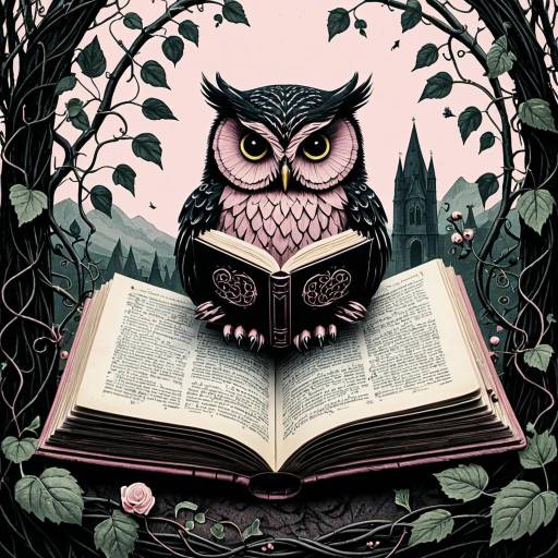 Gothic Owl Reading Ancient Book