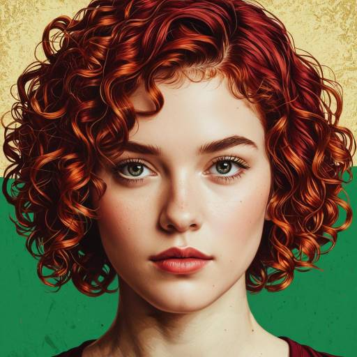 Portrait of Young Woman with Curly Red Hair