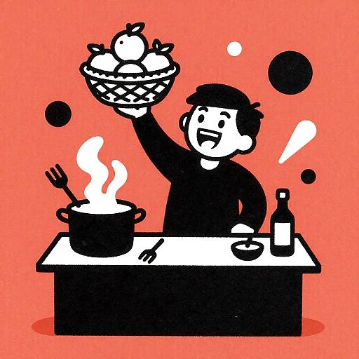 Energetic Street Vendor Silhouette Art