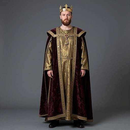 Regal Bearded Man in Royal Attire