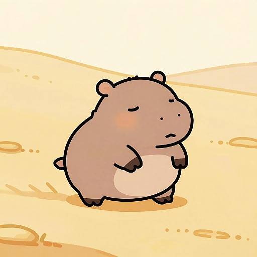 Chubby Pygmy Hippo Scratchboard Art