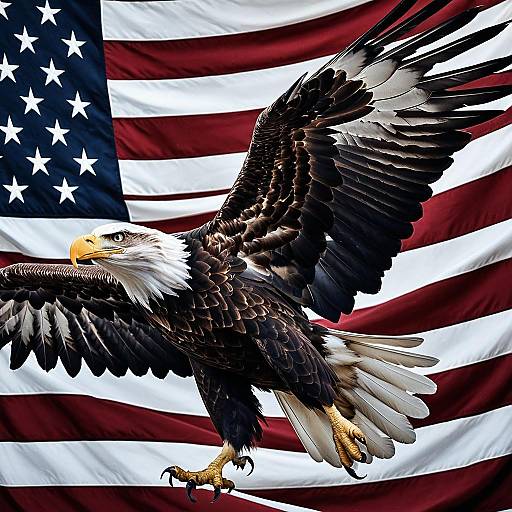 Bald Eagle Emerging from American Flag