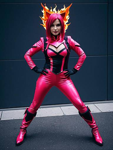 Fiery Pink Lavagirl Full-Body Cosplay