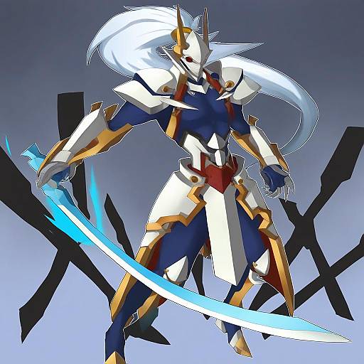 Illustration of Hakumen, blazblue in the style of Sarukaiwolf