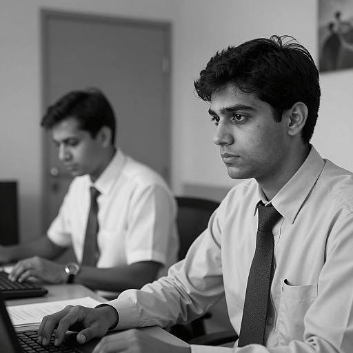 Serious Office Men Working at Desk