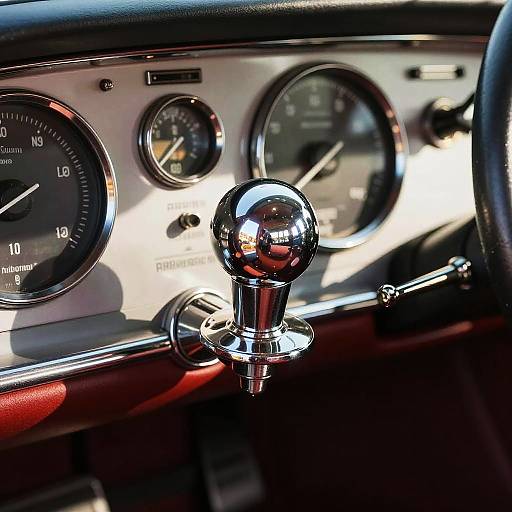 Chrome Button on Classic Car Dashboard