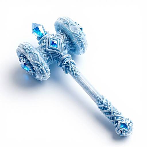 Ice-Themed Mace with Glowing Crystal