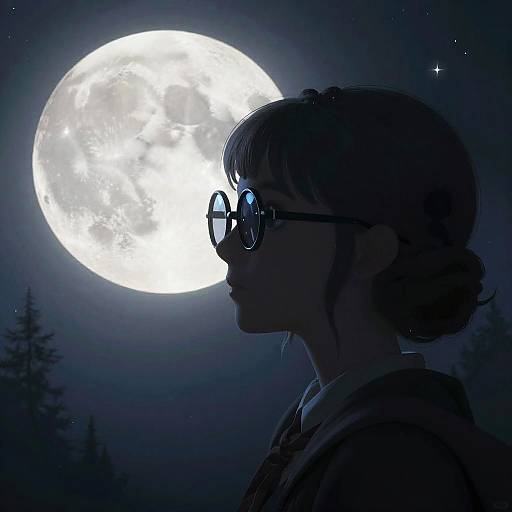 Luna Lovegood Silhouette Under Moonlight