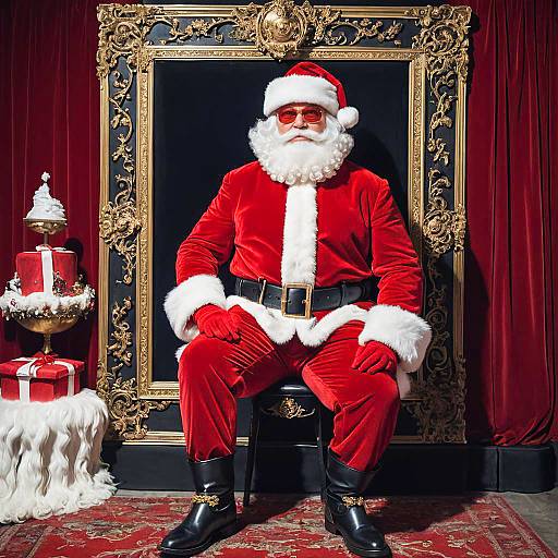 Modern Santa in Red Velvet Suit