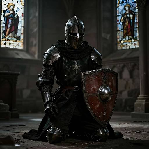 Emotional Dark Medieval Knight Scene