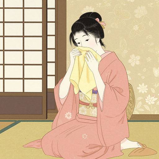 Delicate Hirano Hakuhō Kimono Illustration