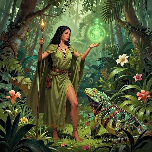 Female Druid Casting Nature Spell