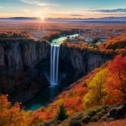 Stunning Autumn Landscape with Waterfalls