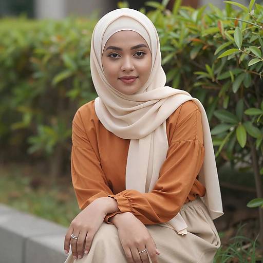 Young Woman in Beige Hijab Portrait