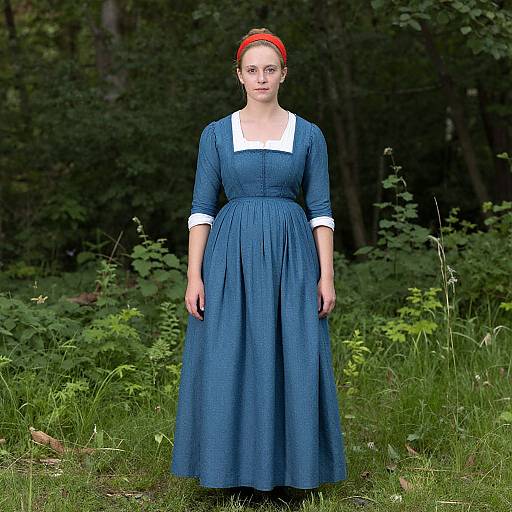 1800s Peasant Woman in Blue Dress