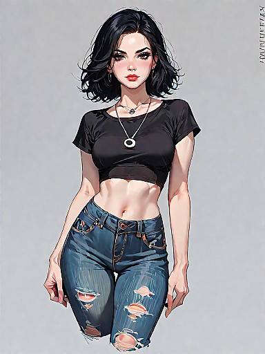Stylish Woman in Casual Comic Style