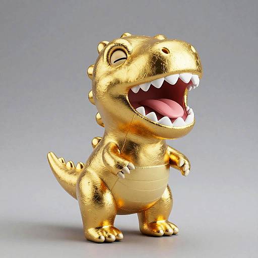 Shiny Metallic Gold Plushie Dinosaur