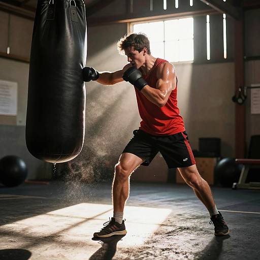 Energetic Teenage Weightlifter in Barn Gym