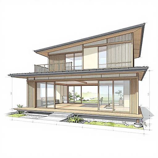 Modern Japanese House Architectural Schematic