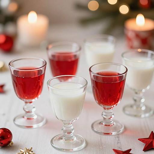Festive Red and White Glass Cups