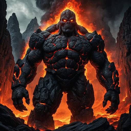 Mighty Lava Golem in Surreal Realism