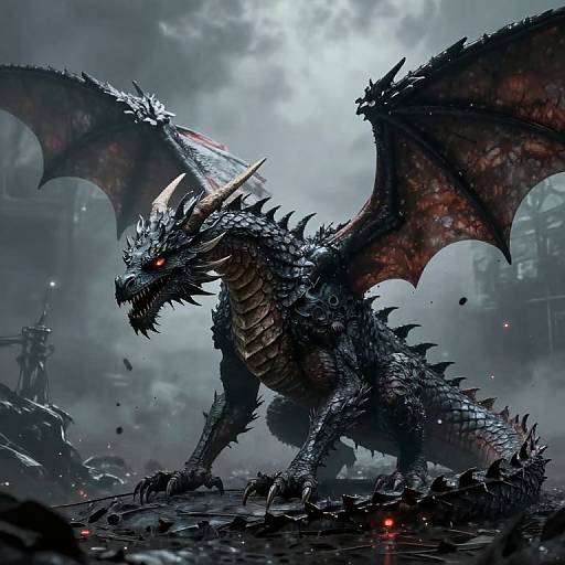 Hyper-Realistic Dark Dragon Concept Art