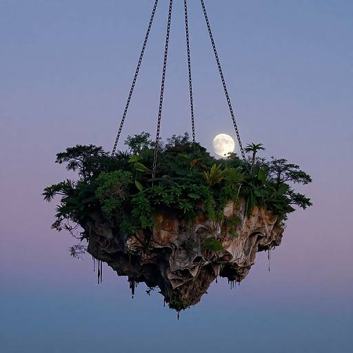 Upside-Down Island Suspended at Twilight