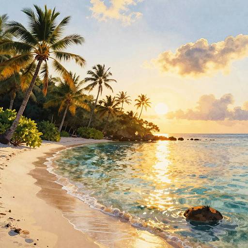 Peaceful Tropical Lagoon at Golden Hour