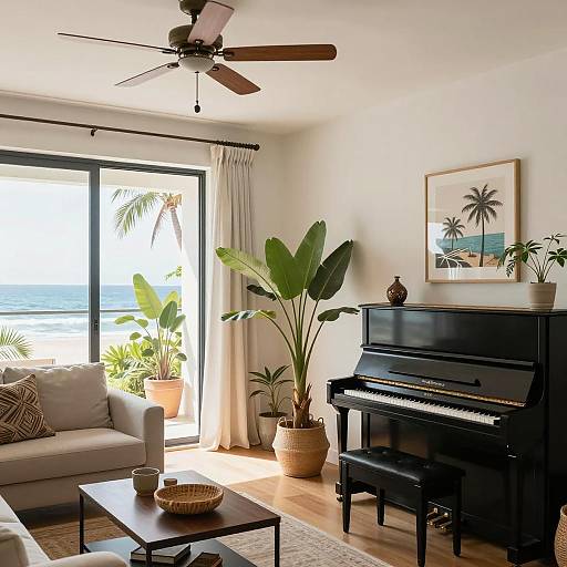 Boho Style Living Room with Beach View