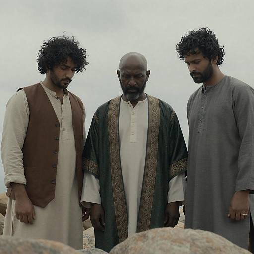 Three Men Outdoors in Intense Standoff