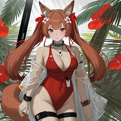 Illustration of Angelina (summer flower) (arknights), arknights in the style of Ayagi daifuku