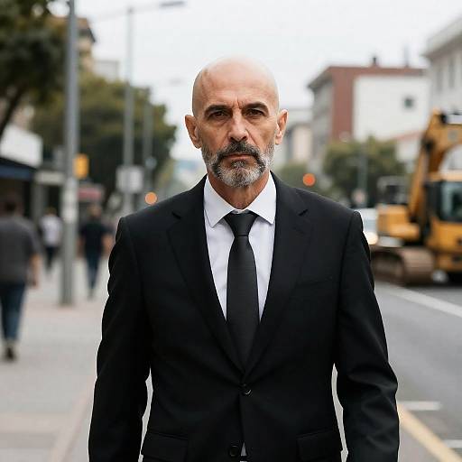 Serious Middle-Aged Man in Urban Setting