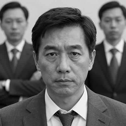 Serious Man in Suit: Black and White Photo