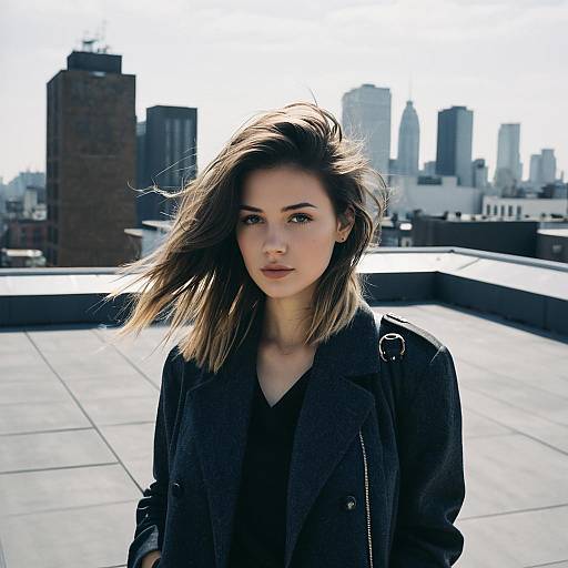Young Woman with Sombre Hairstyle on Urban Rooftop