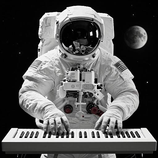Hyperdetailed Astronaut Playing Keyboard