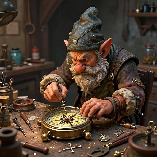 Hyper-Realistic Gnome Tinker Crafting Compass