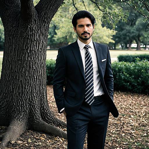 Confident Man in Formal Suit Outdoors