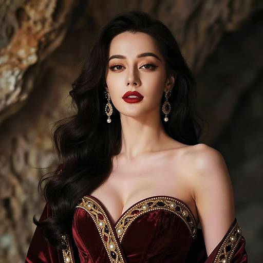 Elegant Woman in Ornate Dress Portrait