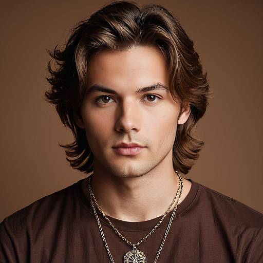 Handsome Young Man with Layered Necklaces