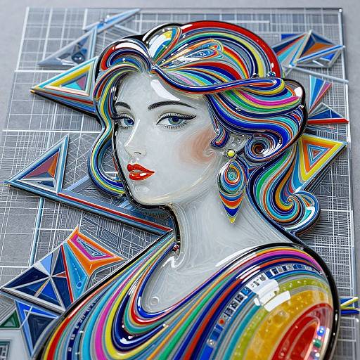 Colorful Glassy Murano Woman Art
