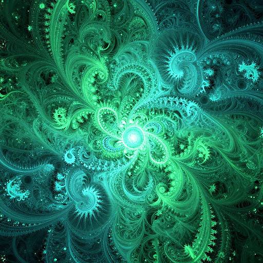 Hypnotic Turquoise Emerald Fractal Background