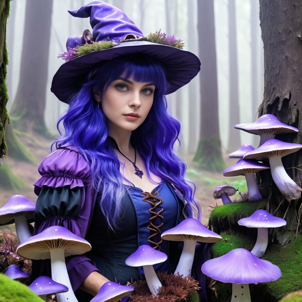 Fantasy Witch Portrait with Purple Hair