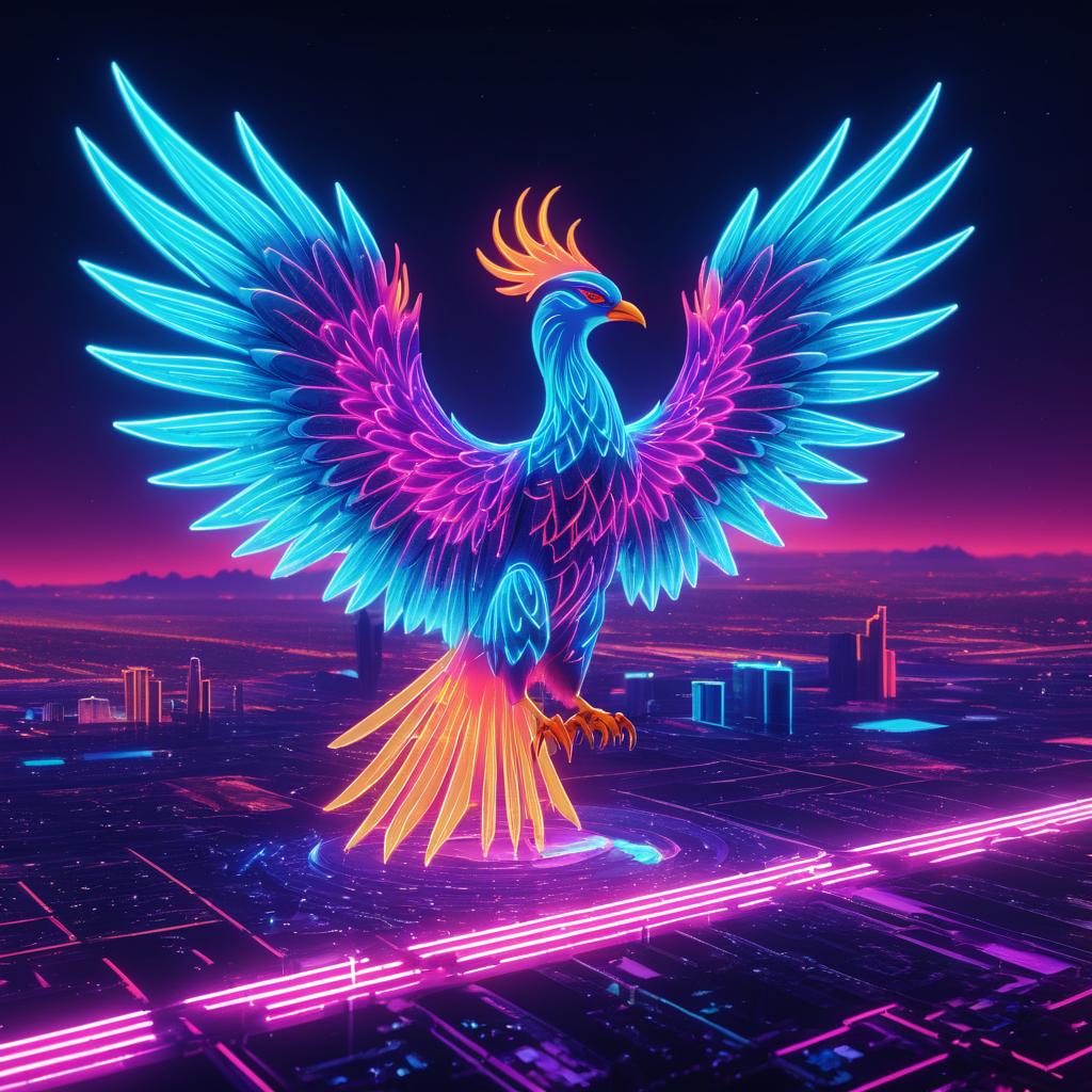 Surreal Neon Phoenix in High Resolution