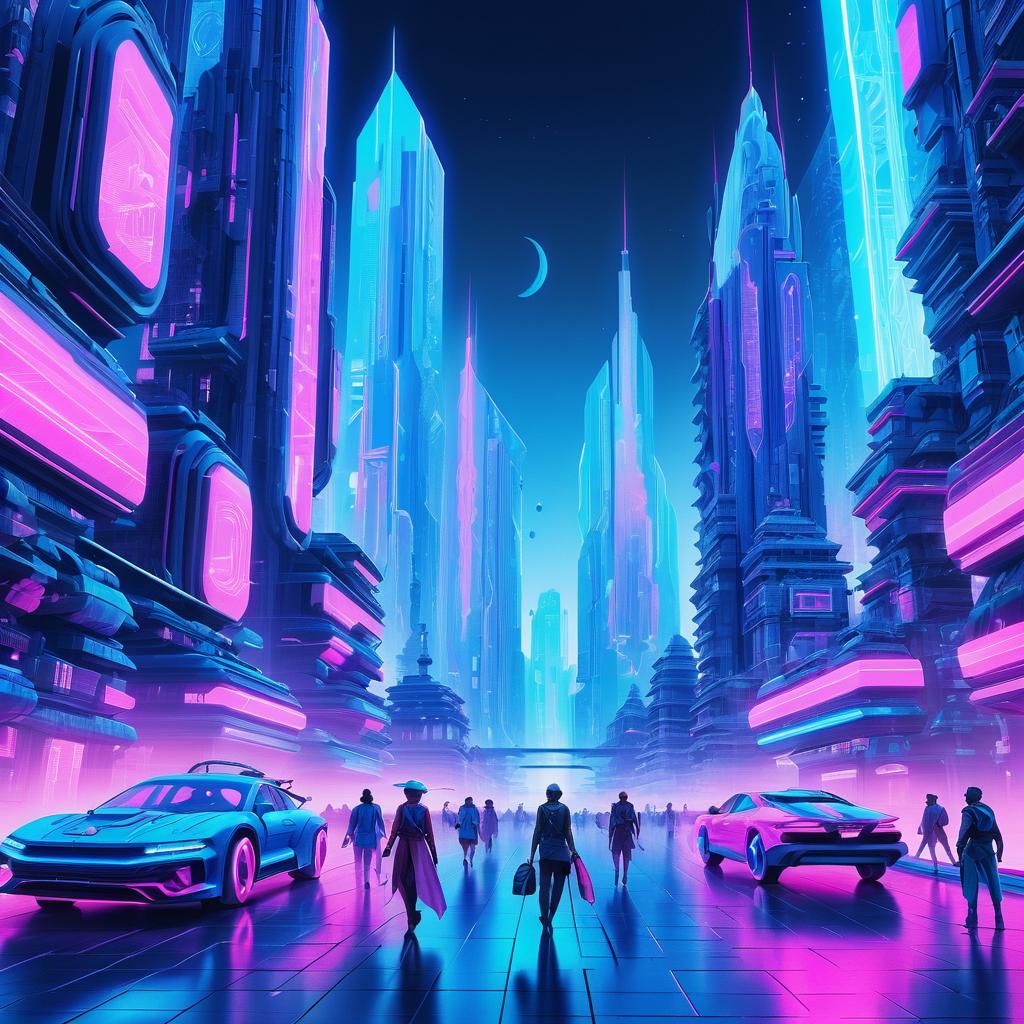 Adventurous Time Travelers in Futuristic City