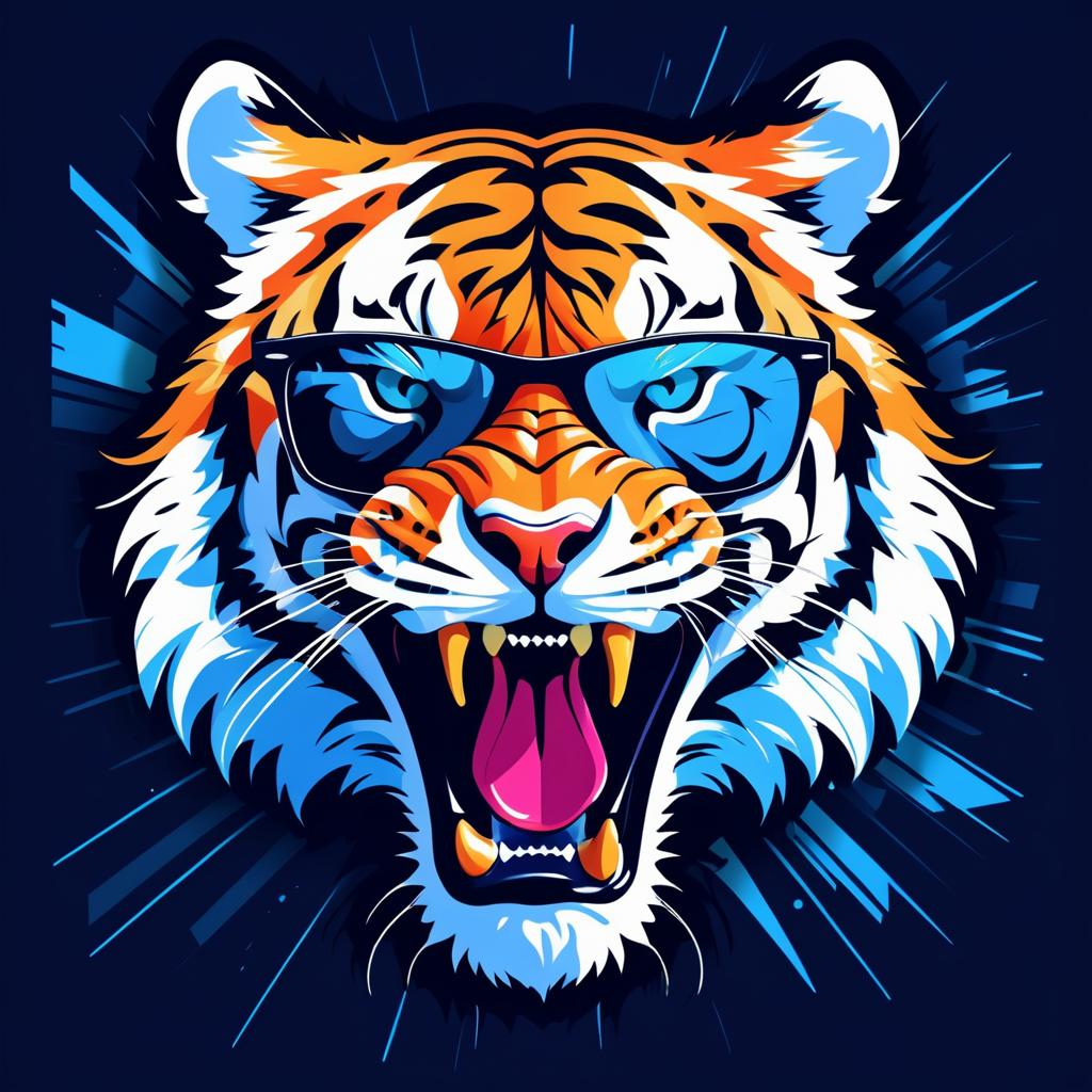 Retro Aggressive Tiger T-Shirt Design