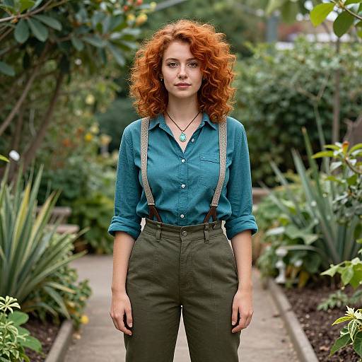 Confident Woman in Lush Garden