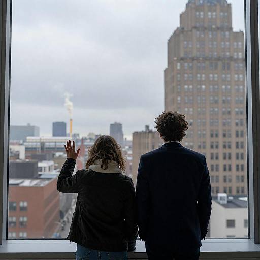 Cityscape Photograph with Two Figures